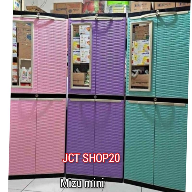 PROMO MURAH LEMARI PLASTIK KACA MINI ROTAN DIVA MIZU KACA AQUOSE SUSUN 4