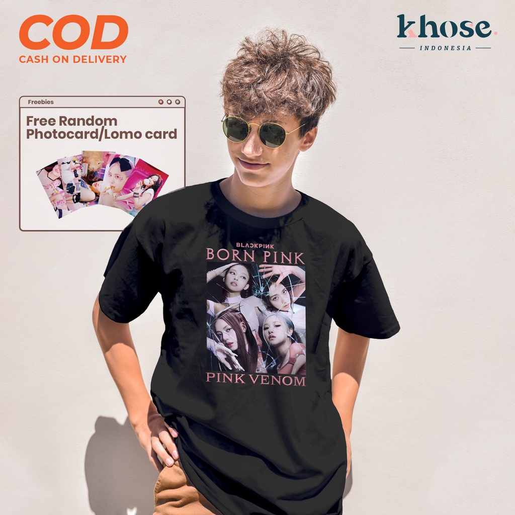 KHOSE Kaos Dewasa BLCKPINK BORN PINK / T-SHIRT BLINK FREE PHOTOCARD