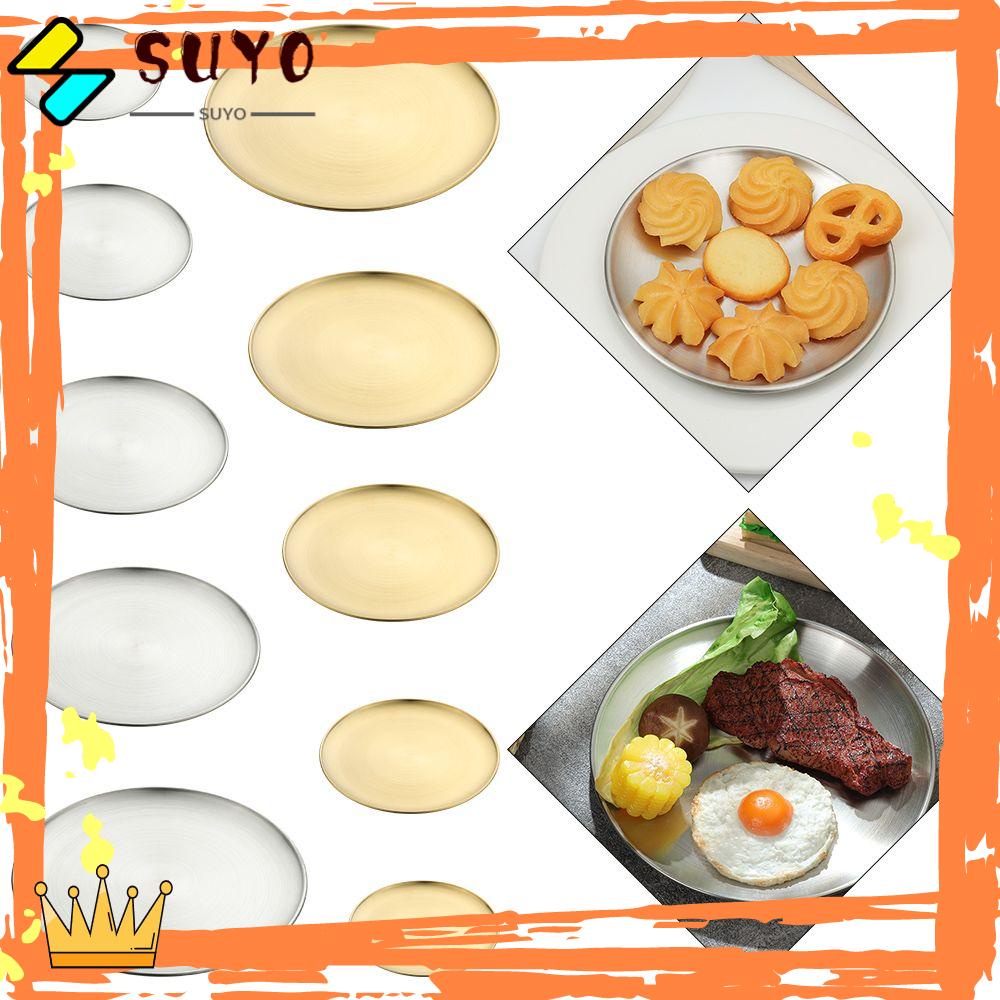 Suyo Piring Makan Bahan Metal Warna Gold / Silver