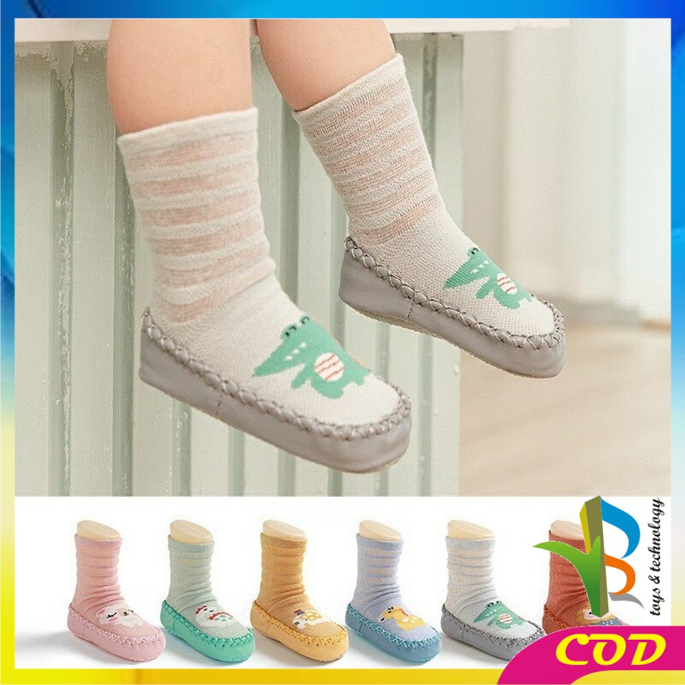 RB-P379 Prewalker Bayi Motif Binatang Bahan Katun Baby Socks Shoes Sepatu Bayi Kaos Kaki Lantai Dengan Anti Slip