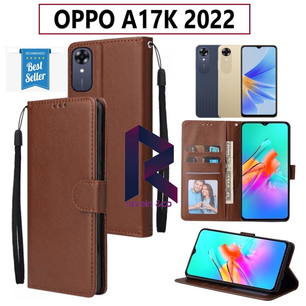 FLIP COVER NEW OPPO A17K 2022 TERBARU FLIP WALLET LEATHER KULIT PREMIUM SARUNG BUKA TUTUP KESING HP FLIP CASE OPPO A17K