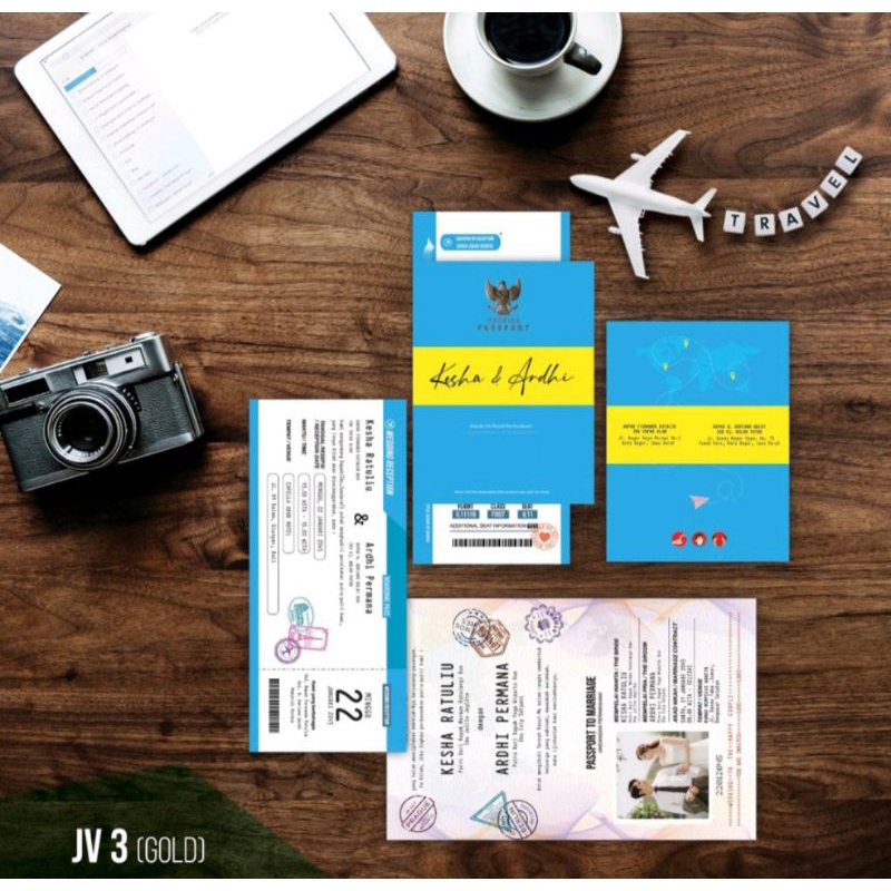 Blangko undangan BOARDING PASS GOLD