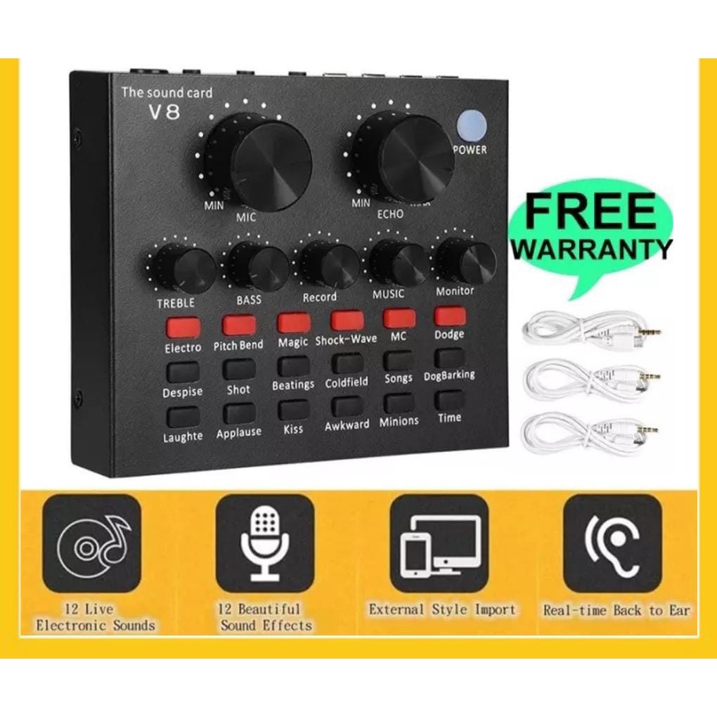 Jual Sound card V8 mixer external / soundcard V8 bluetooth audio