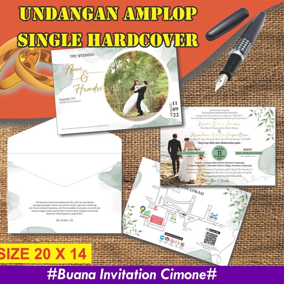 Undangan Pernikahan Khitanan Mewah / Amplop Single Board / Undangan Hard Cover / Undangan Amplop Jas