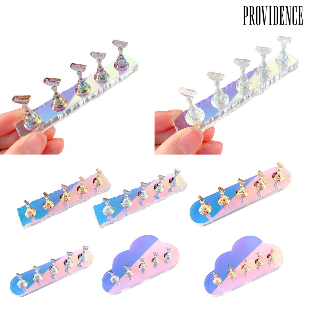 Providence 1 Set Stand Holder Kuku Palsu Bisa Dilepas Untuk Display / Latihan Nail Art / Salon