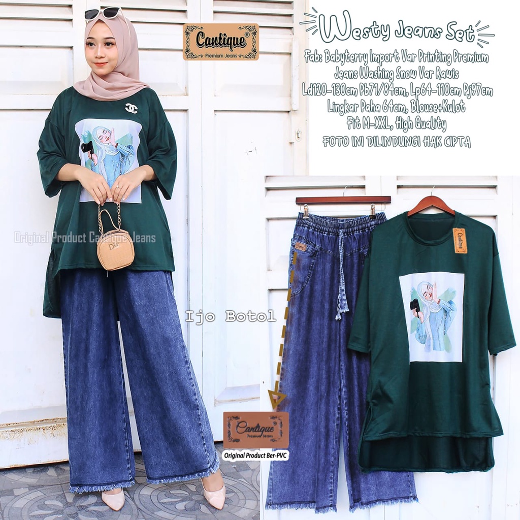 SETELAN WANITA WESTY JEANS SET ORI CANTIQUE