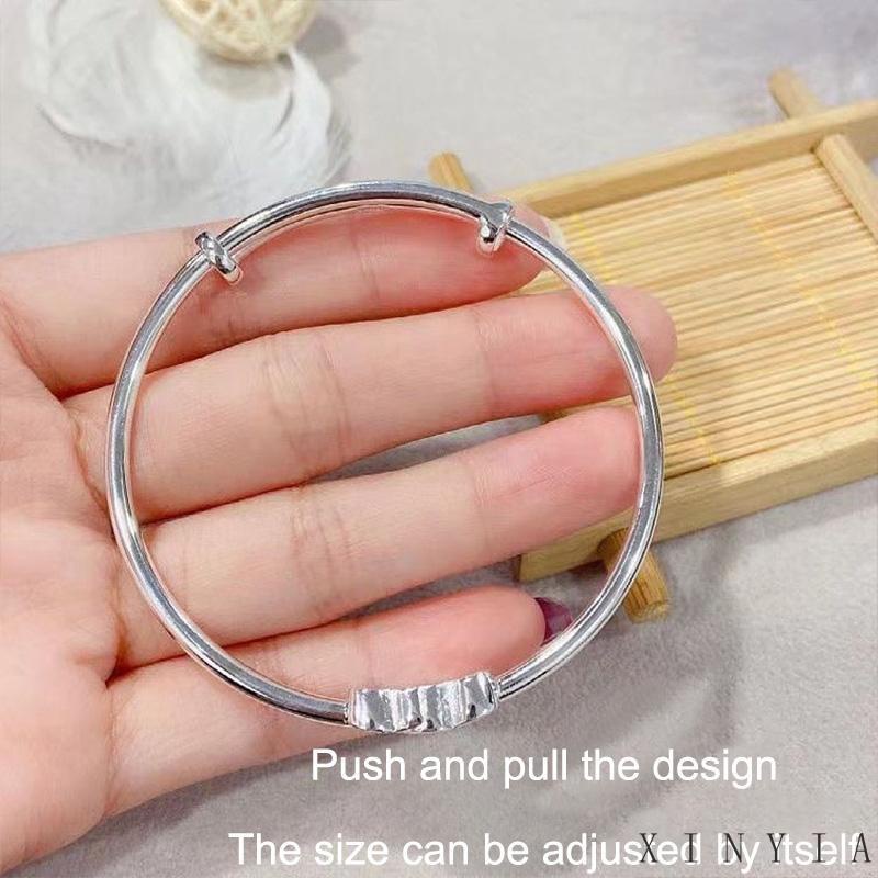 【Bayar di tempat】Gelang Tangan Wanita Desain Hati Ganda Adjustable Gelang Rantai Adjustable Desain