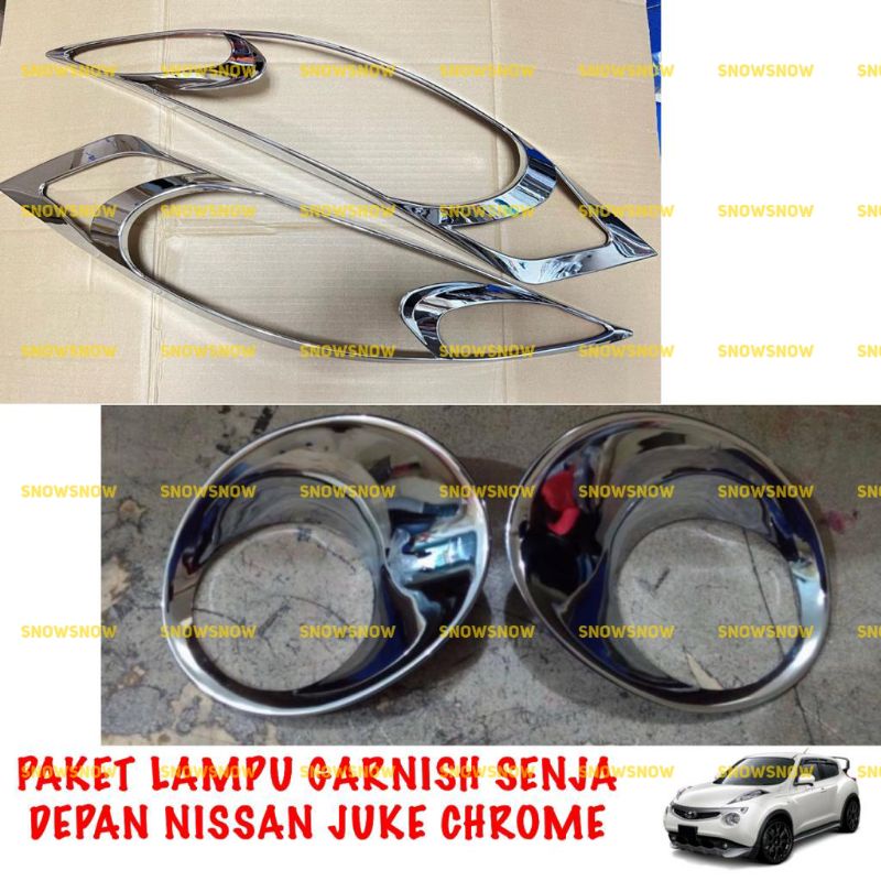Paket Garnish Lampu Senja Depan Nissan Juke Hitam Chrome