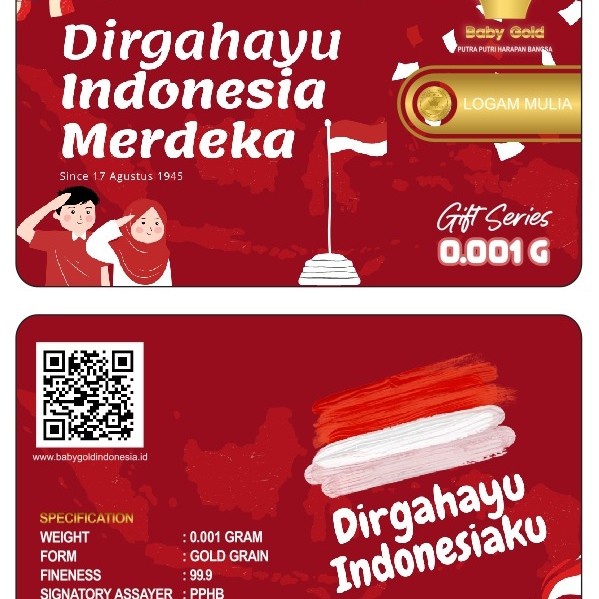 BABY GOLD 0,001 GIFT SERIES KEMERDEKAAN special edition HARGA PER BIJI