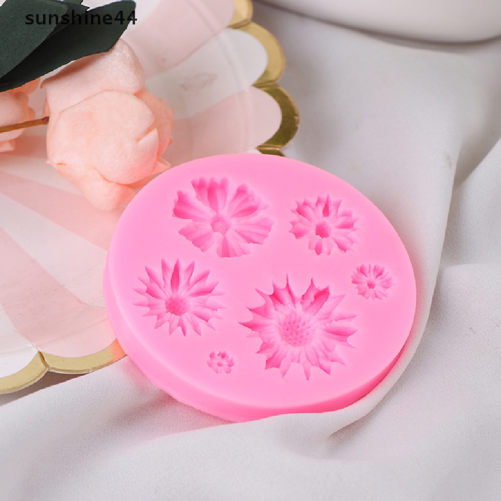 Sunshine Cetakan Fondant Kue Bentuk Kelopak Bunga Matahari 3D Bahan Silikon