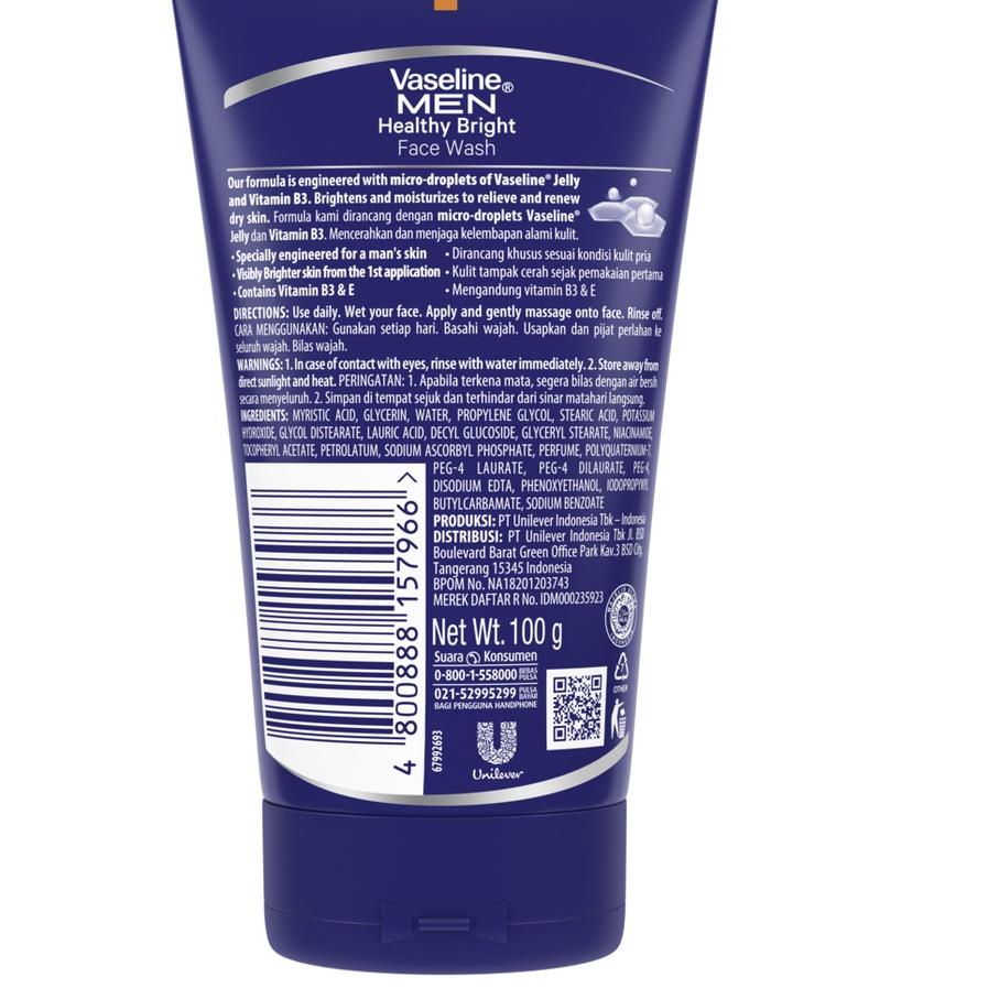 ゟ Vaseline Men Healthy Bright Face Wash 100 gr Twin Pack ゞ
