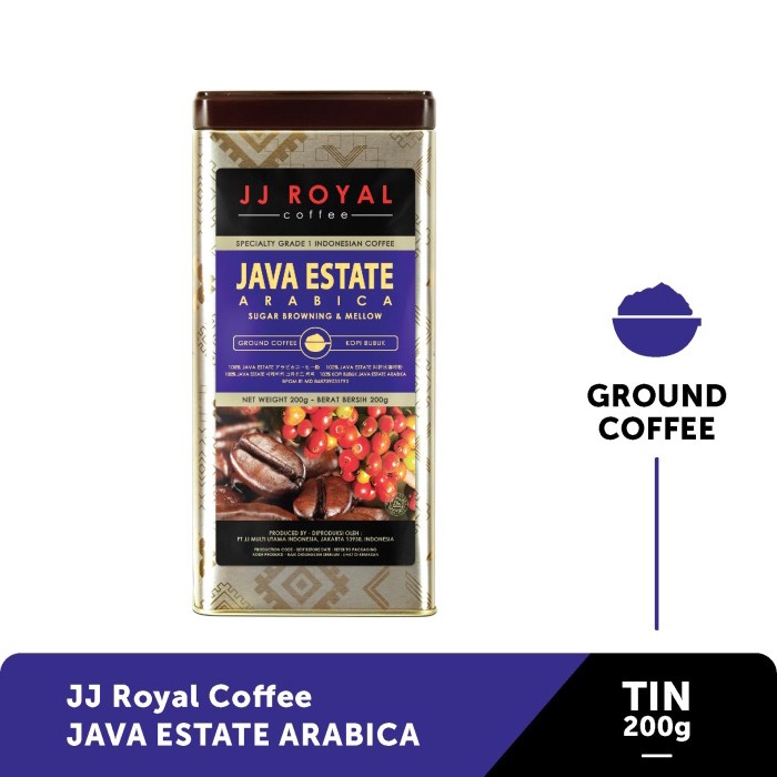 

JJ ROYAL COFFEE JAVA ESTATE ARABICA GROUND (KOPI BUBUK) 200GR TIN