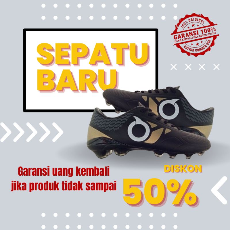 Sepatu Bola Ortuseight BBS EXTEND FG HITAM GOLD Komponen Original Ortus