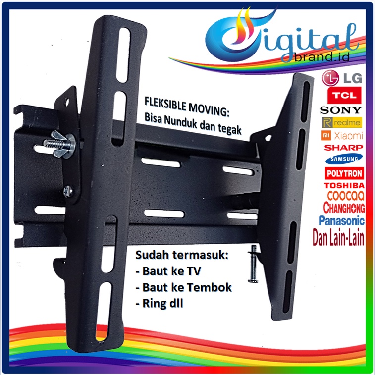 GARANSI COCOK!! Bracket Tv Universal 14&quot; s/d 40&quot; (40&quot; 32&quot; 28&quot; 24&quot; 21&quot; 17 inch dll) Tebal &amp; KOKOH COCOK BANYAK MERK TV!! bracket braket breket briket breaket brecket bricket