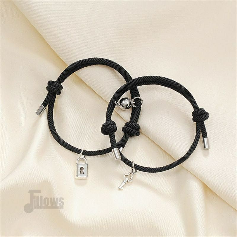 2 PCS Gelang Coupel Magnet Gembok Cinta / Gelang Pasangan Simbol Kasih Sayang