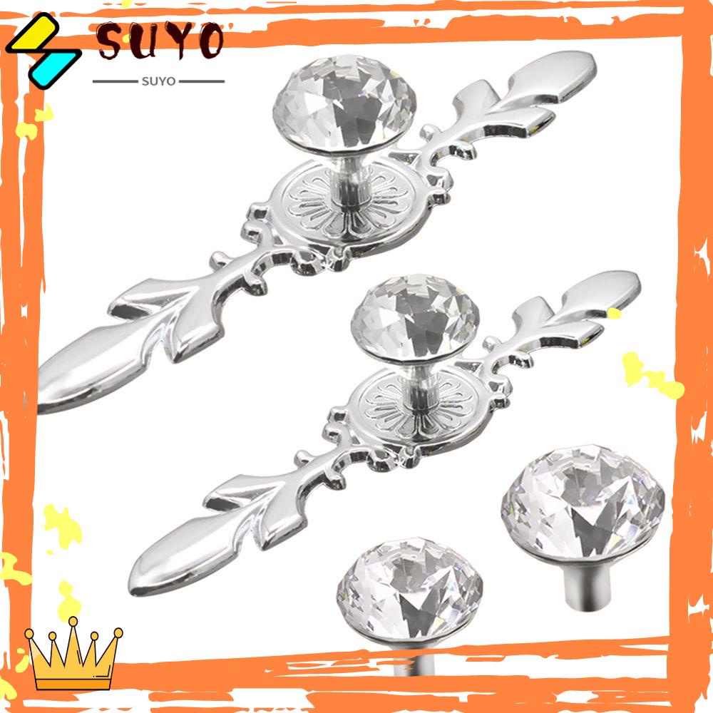 Suyo 2PCS Handle / Tarikan Pintu Lemari / Laci Bentuk Kristal Mewah