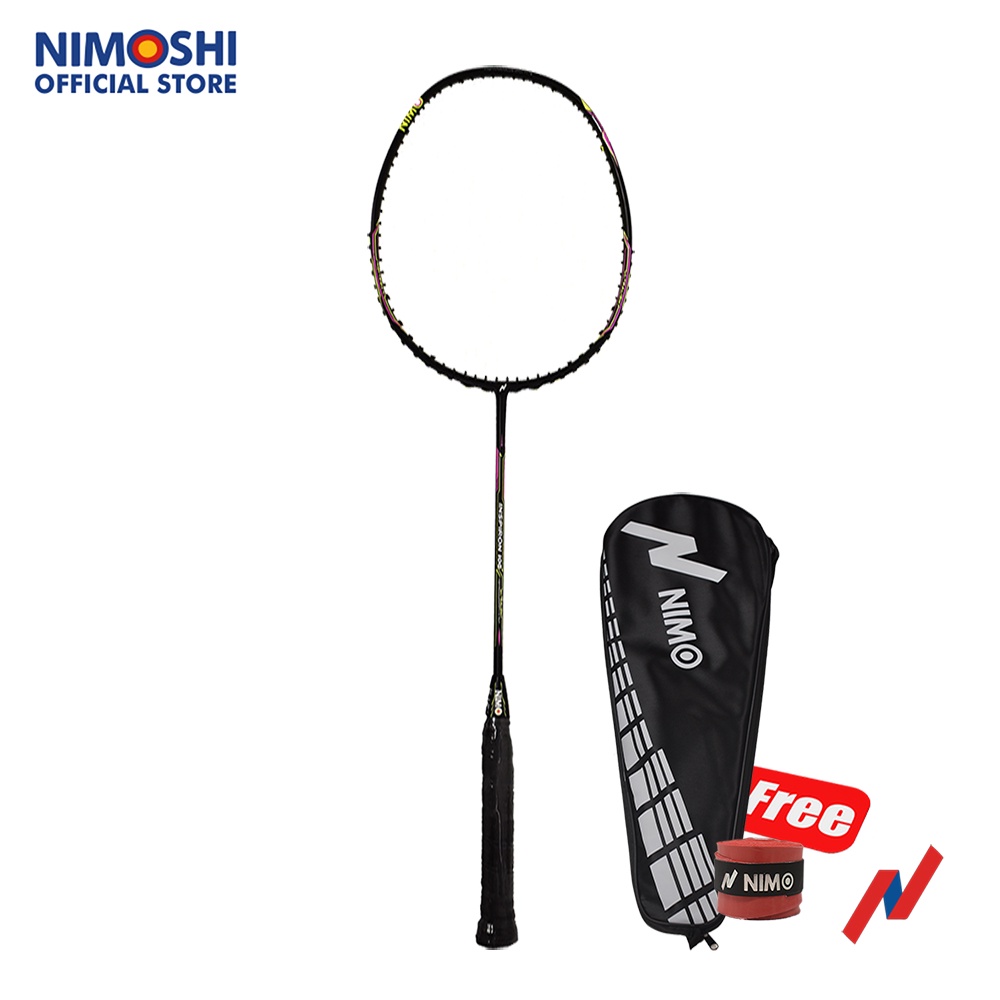 NIMO Raket Badminton INSPIRON 100 Black Green + FREE Tas & Grip Wave Pattern