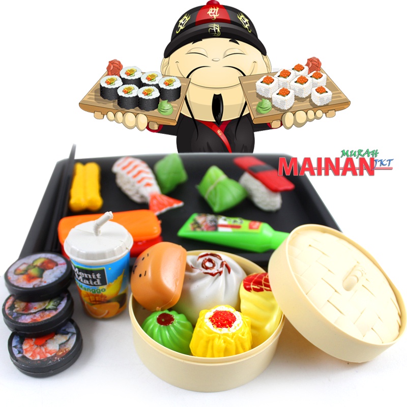 MAINANKEI MAINAN ANAK MURAH NAMPAN DIMSUM PLAYFOOD SS1592 SET KITCHEN MASAKAN SUSHI DIMSUM