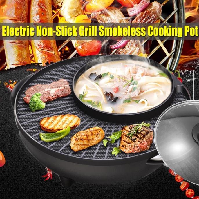 Alat Panggang Daging 2 In 1 & Pot Steamboat Bbq Grill Pan Storqansa
