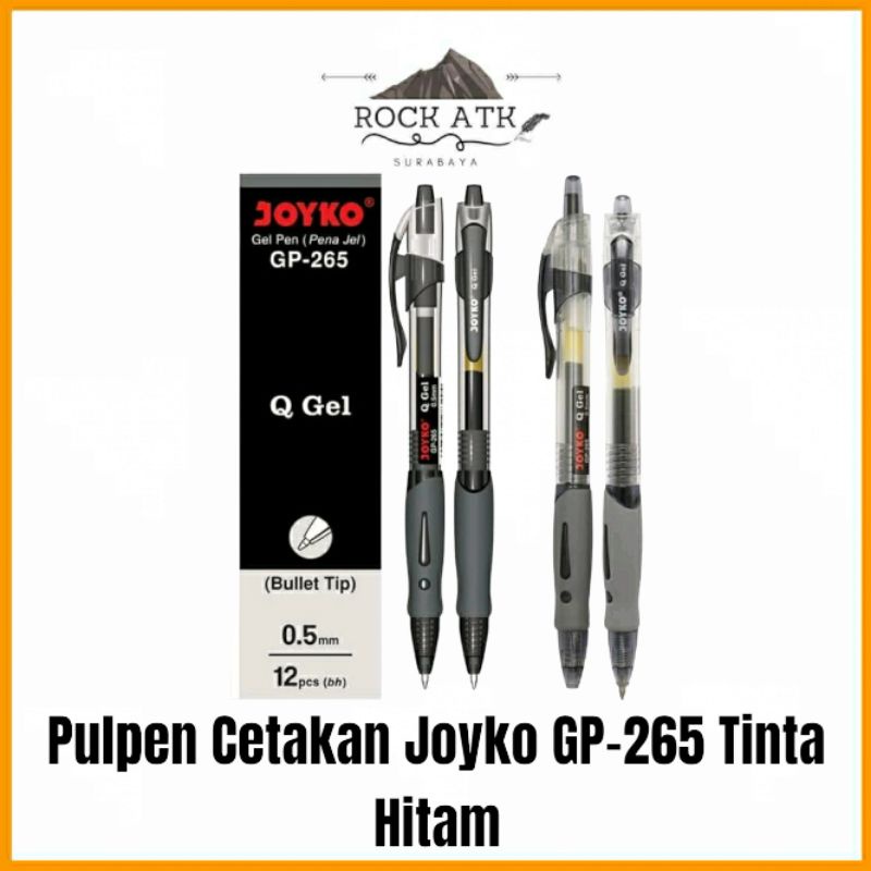 

(1pcs) Ballpoin Gel Pen Klik / Pulpen Cetek / Pena Joyko GP-265 / Q Gel / 0.5 mm Hitam