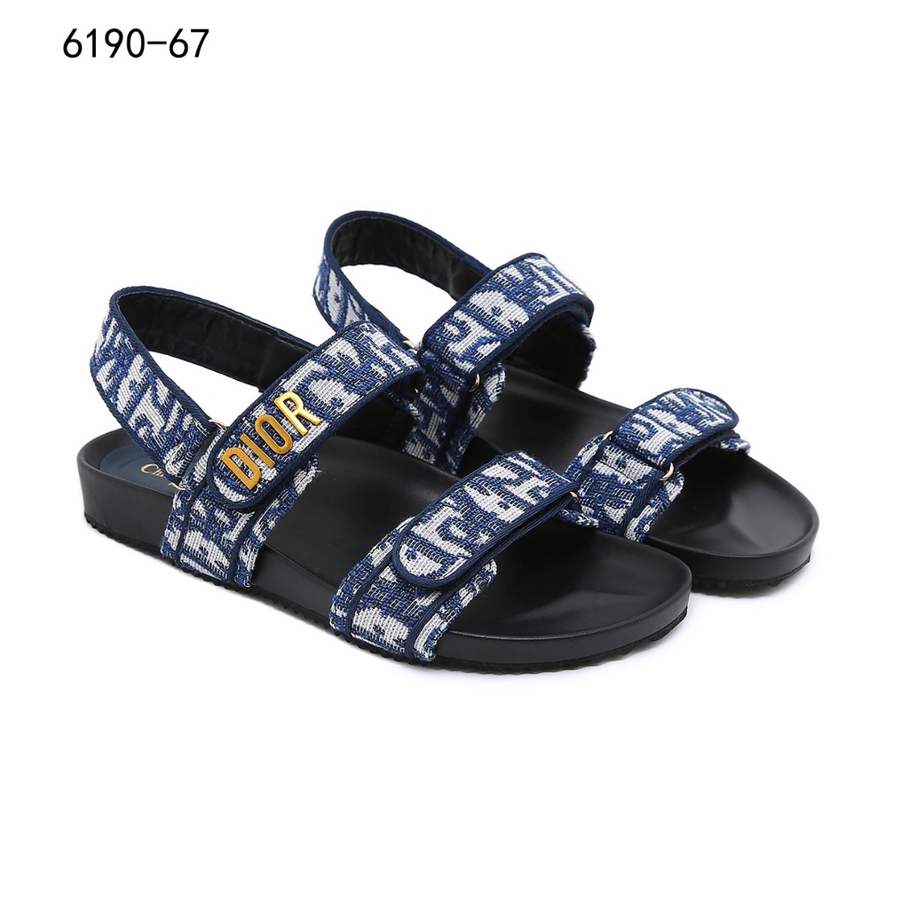 DR Oblique Jacquard Flat Sandals Ankle Strap 6190-67