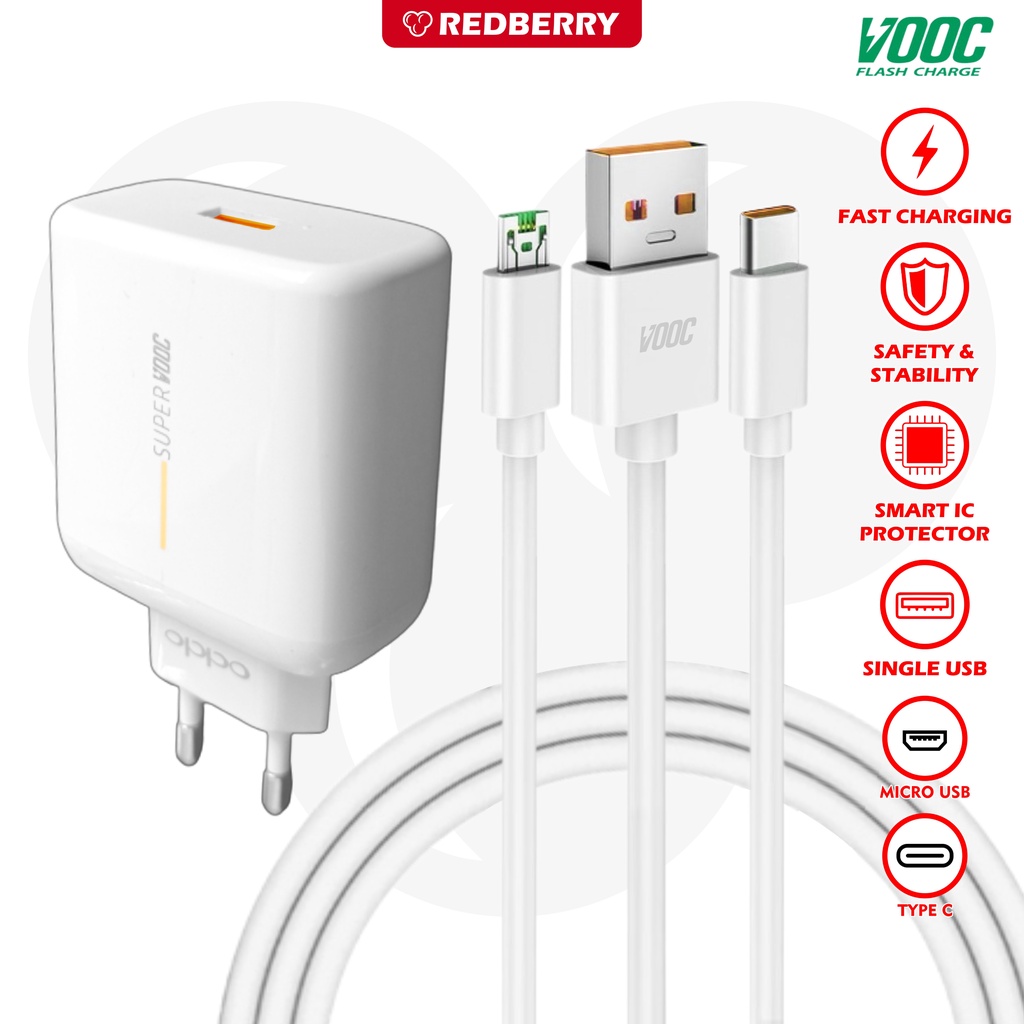 Charger OPPO RENO Ace 2 65W VOOC Fast Charging kabel data Type C Micro USB cas HP universal android original