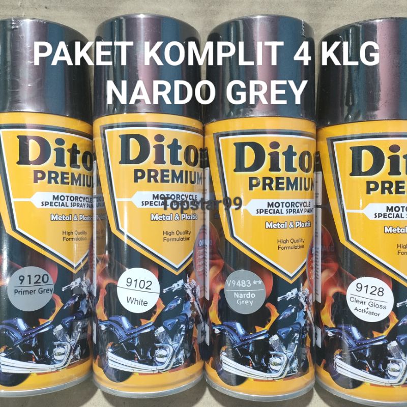 Pilok Cat Diton Premium Paket Komplit 4 Kaleng Orange Nardo Grey Abu Abu 9483 Primer Grey 9120 White 9102 Clear Gloss 9128 400cc Pilox Paketan Cat Semprot Special Spray Paint