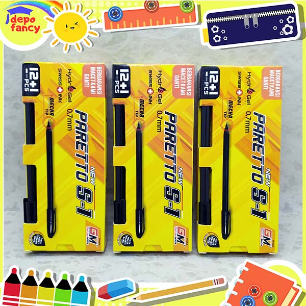 

[12+1] Gel Pen New Paretto S-1 Hydro Gel 0.7 mm / Pulpen / Bulpen / Balpen / Bulpoint / Pen / Pena / Alat Tulis [13 pcs]
