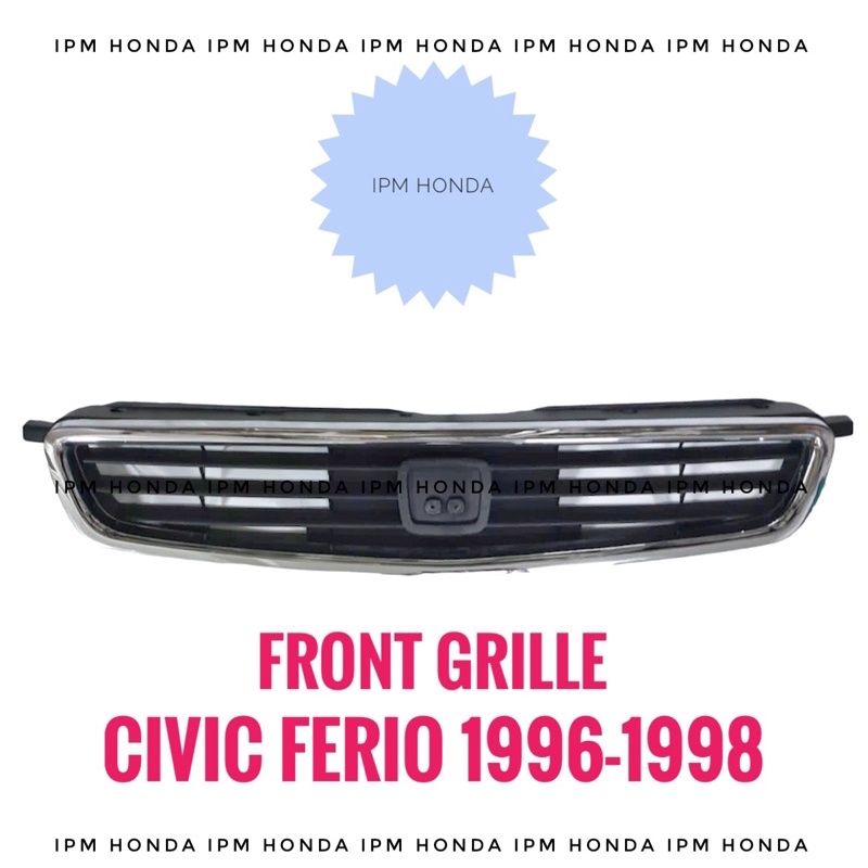 Front Grill Grille + Moulding List Krom Chroom Chrome SET Depan Honda Civic Ferio 1996 1997 1998