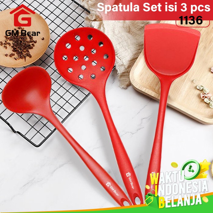 GM Bear Sutil Spatula Set Silikon isi 3pcs 1136 -Spatula Silicon Set