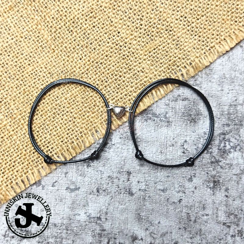 Gelang Couple Love Magnet Silver / Gelang Couple Custom Nama