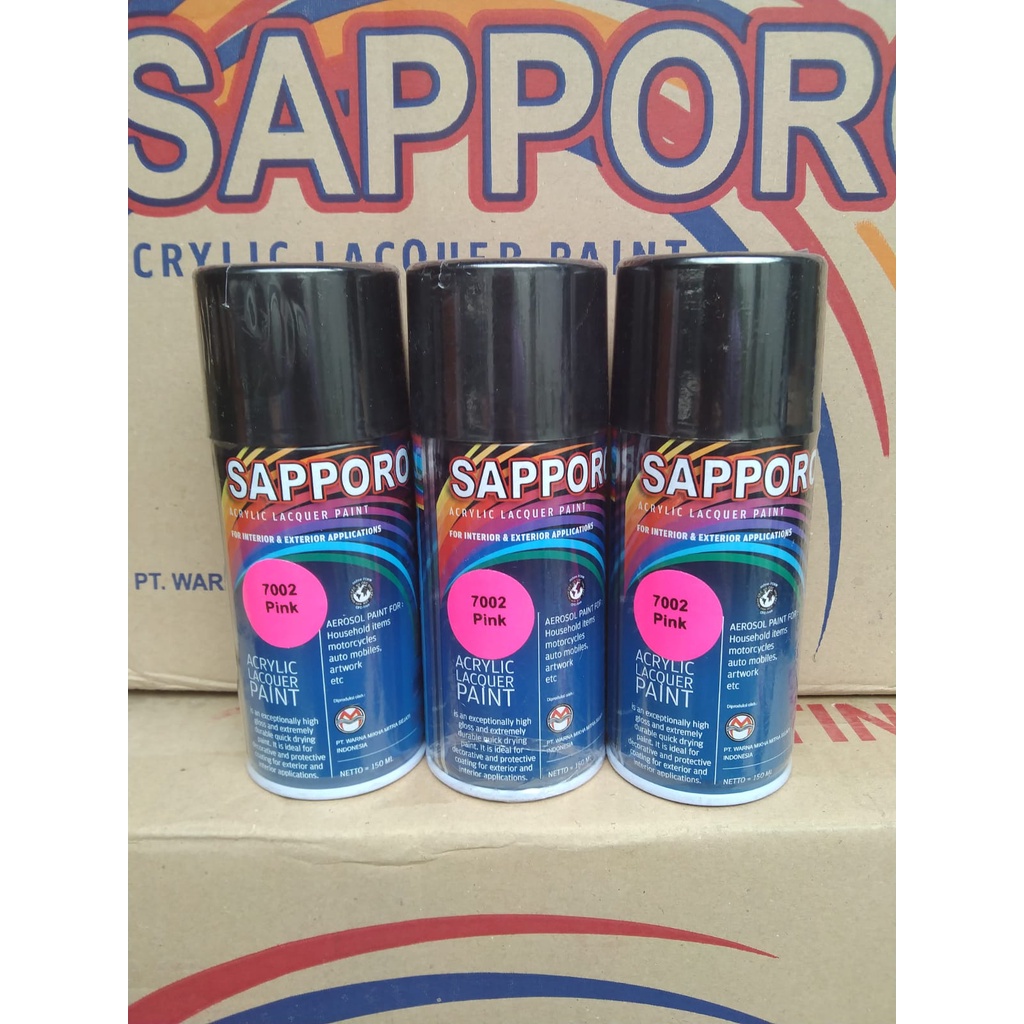 saporo acrylic lacquer paint pilok pilox cat spray sapporo 150ml saporo 7002 Pink stabilo pink merah muda stabilo merah muda 150ml