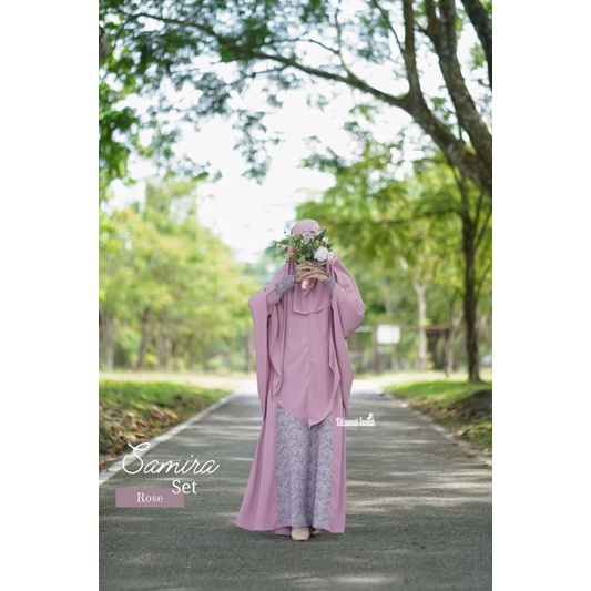 [READY] SAMIRA GAMIS SET By Khizaanah Sunnah | Khimar Non Pet Cadar Tali | Wolfis Grade A x Cotton J
