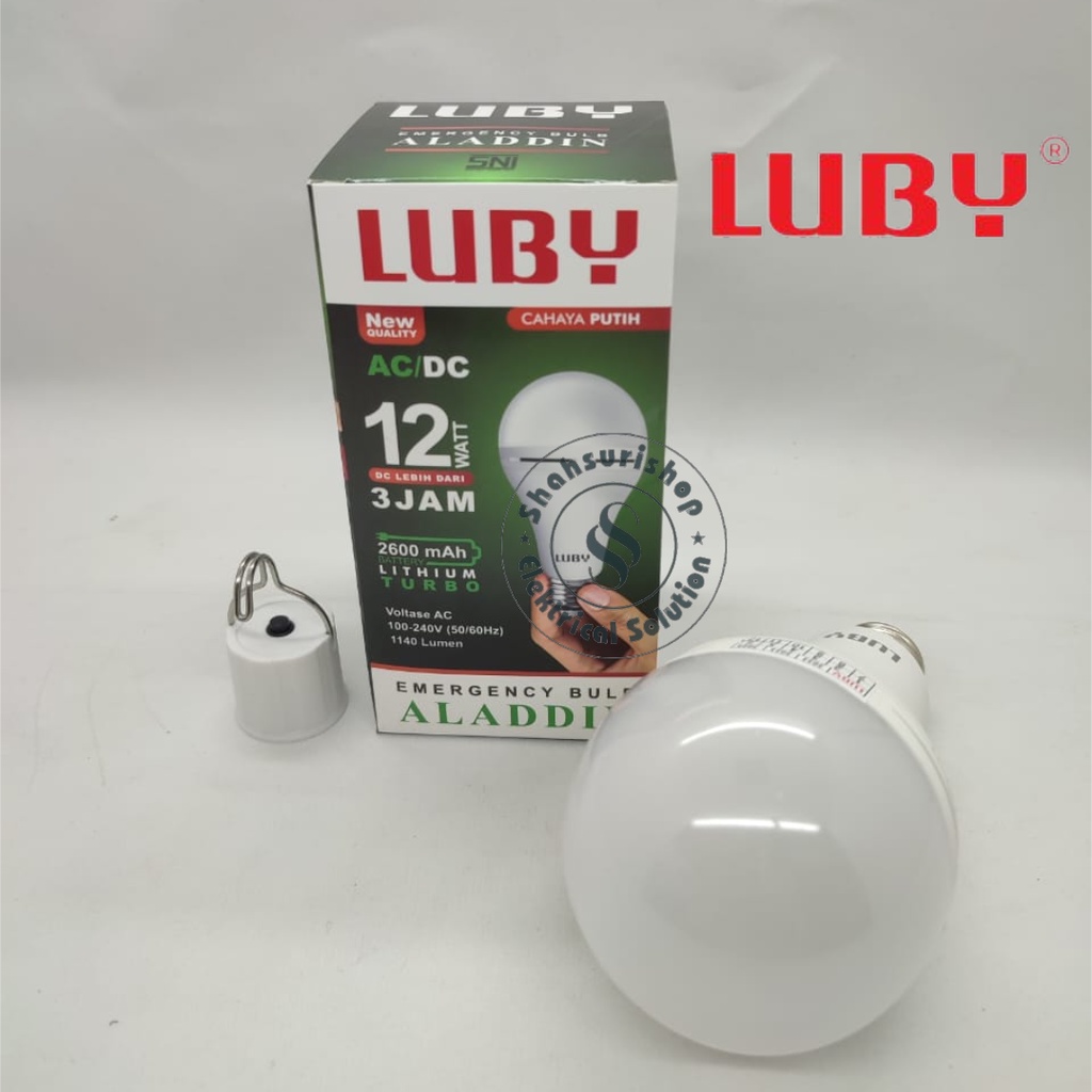 LUBY NEW ALADIN EMERGENCY BULB 12 WATT AC/DC 6500K PUTIH SNI