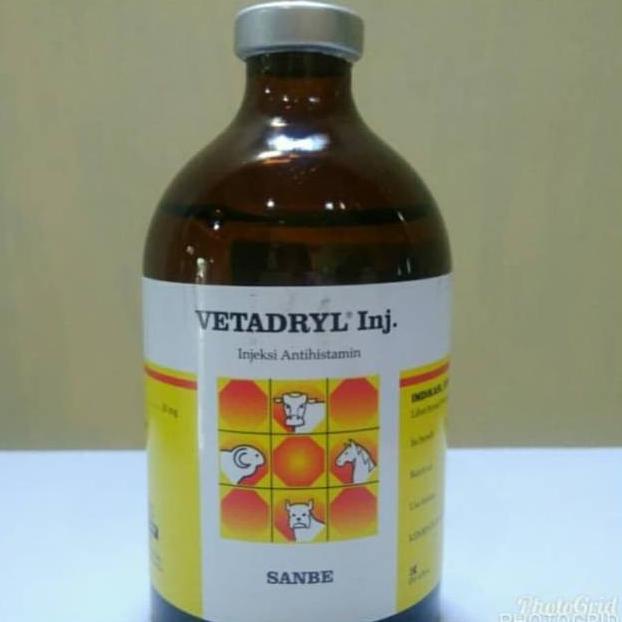 Jual Obat Anti Alergi Antihistamin Hewan (VETADRYL 100 ml Injeksi