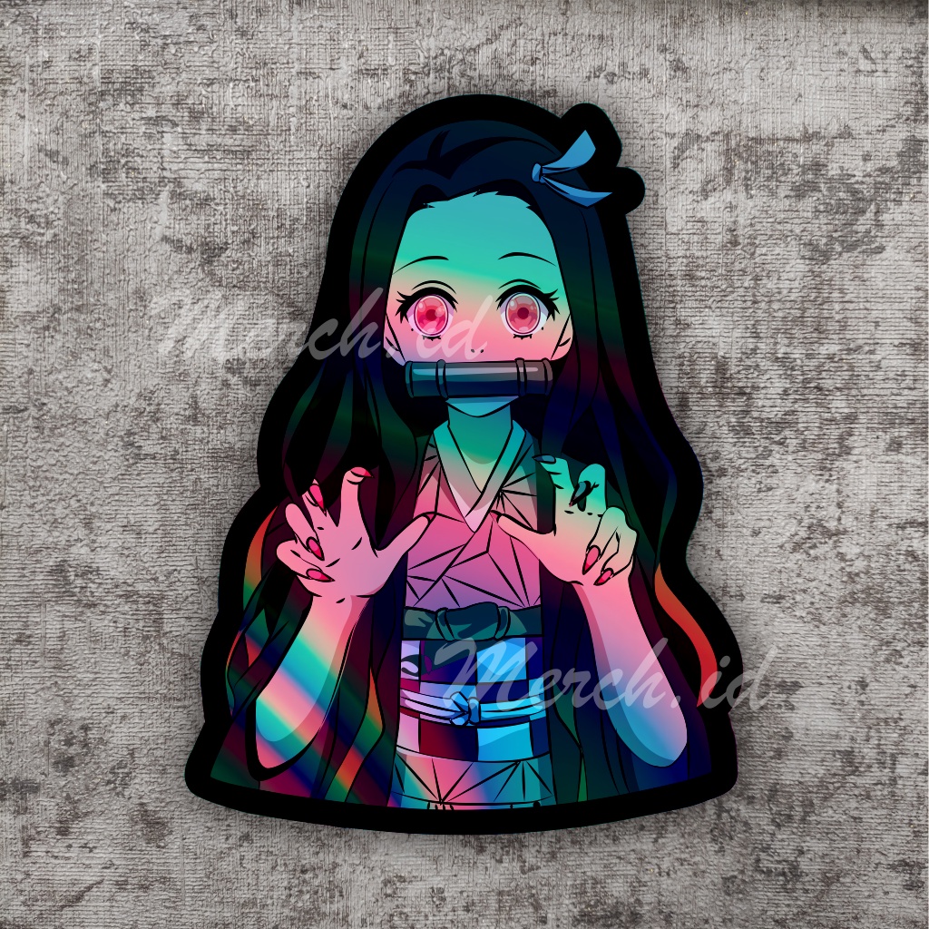 

Stiker anime hologram demon slayer nezuko