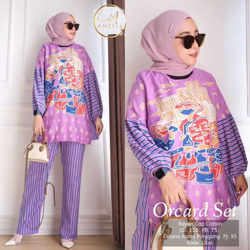 Setelan Crinkle Polos Kiara - Orcard Set - Piyama Tiedye FROZEN Jumbo Bahan Kaos BISA COD