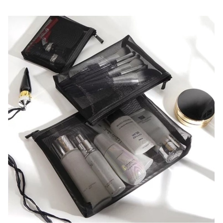 Tas Kuas Tas Perlengkapa Mandi Tas Rias Tas Kosmetik Tas Makeup Hitam Tas Travel