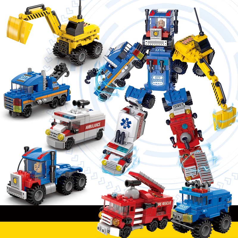 Mainan Balok Susun Mainan Transformers Mainan Edukasi Anak 6 in 1