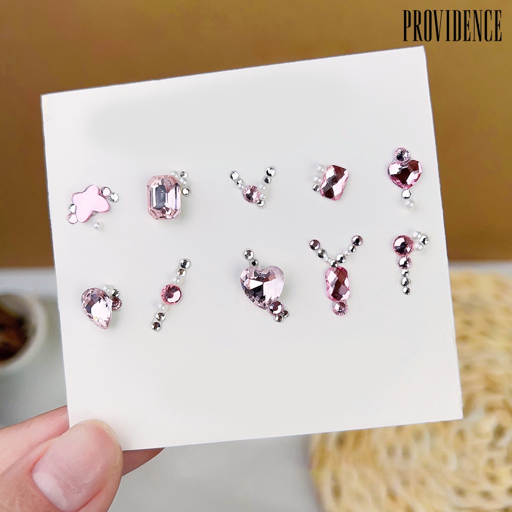 Providence Ornamen Berlian Imitasi 3D Bentuk Hati Asimetris Multi Ukuran Untuk Dekorasi Nail Art DIY