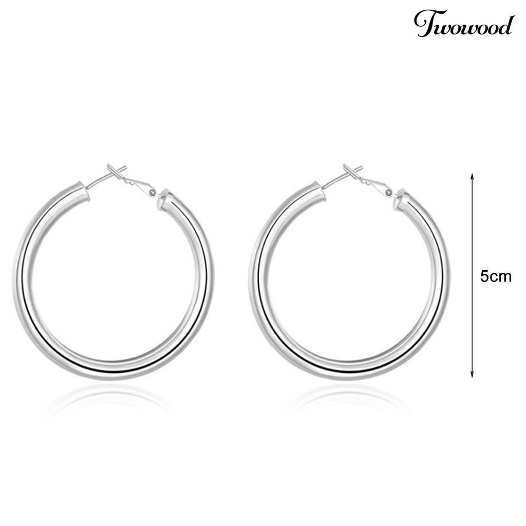 Anting Hoop Bahan Stainless Warna Solid Gaya Vintage Untuk Wanita