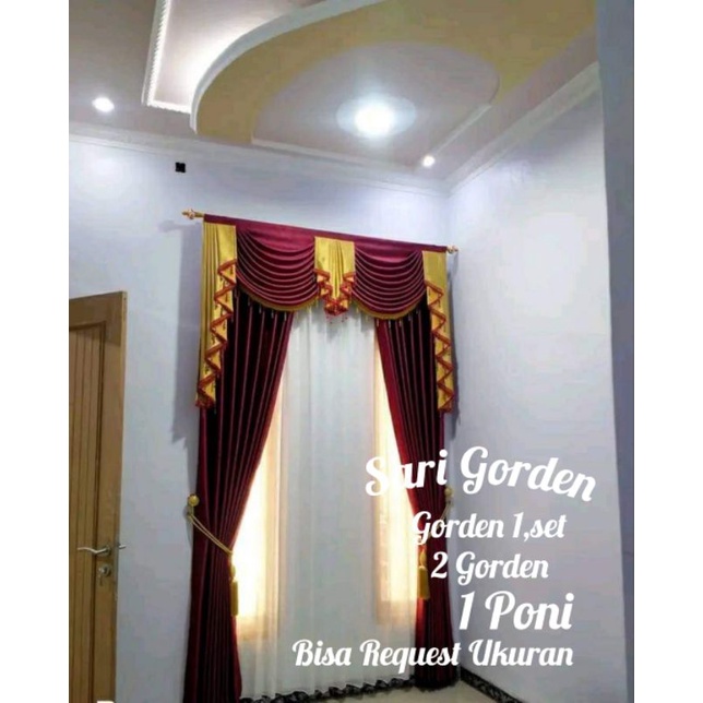 Jual Gorden Poni Gelombang Bahan Blackaot Ukuran L100 Sampai 300cm