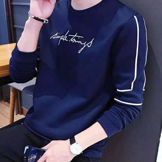 GARAF SIMPLE SWEATER PRIA LENGAN PANJANG JAKET SWEATER COWO HODIE - Putih, XL