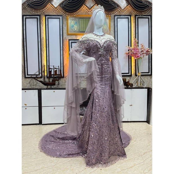 GAUN SPAN MEWAH/GAUN PENGANTIN MODEL SLIM MEWAH | KEBAYA AKAD MODERN