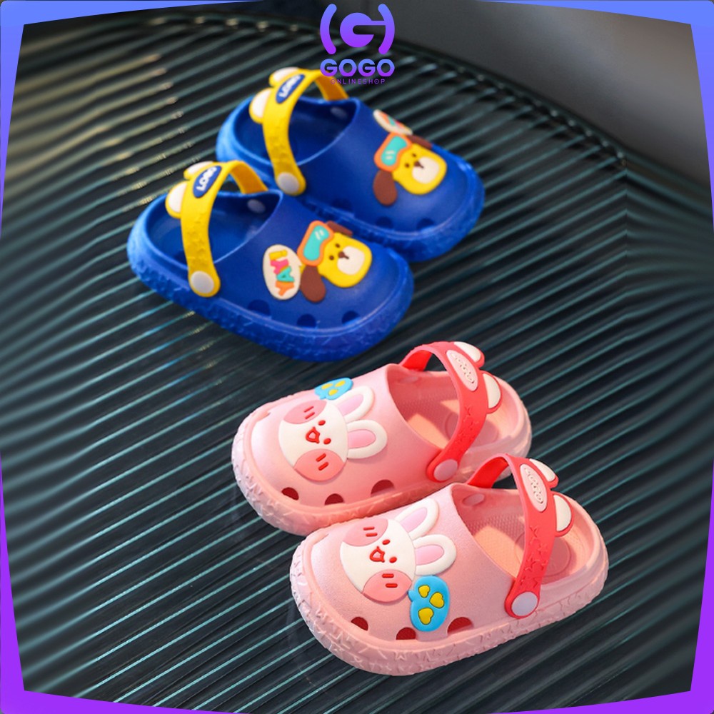 GOGO-S42 Sepatu Sandal Anak Motif Kelinci Selop Karakter Lucu / Sendal Baim Anak Perempuan Laki Laki Slip On Slippers Kids Rabbit Import