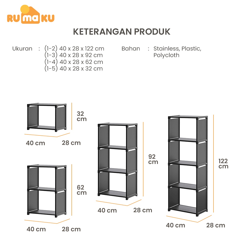 Rumaku Rak Buku Serbaguna Rak Minimalis Rak Portable Lemari Buku Tempat Buku