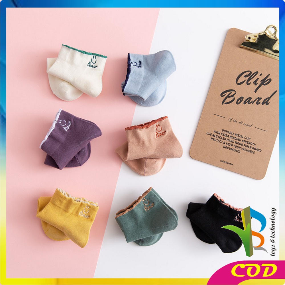 RB-P254 Kaos Kaki Pendek Unisex Pria Wanita Motif Smile Boneka Emoji Semata Kaki Kaoskaki Pendek Wanita Ankle Socks