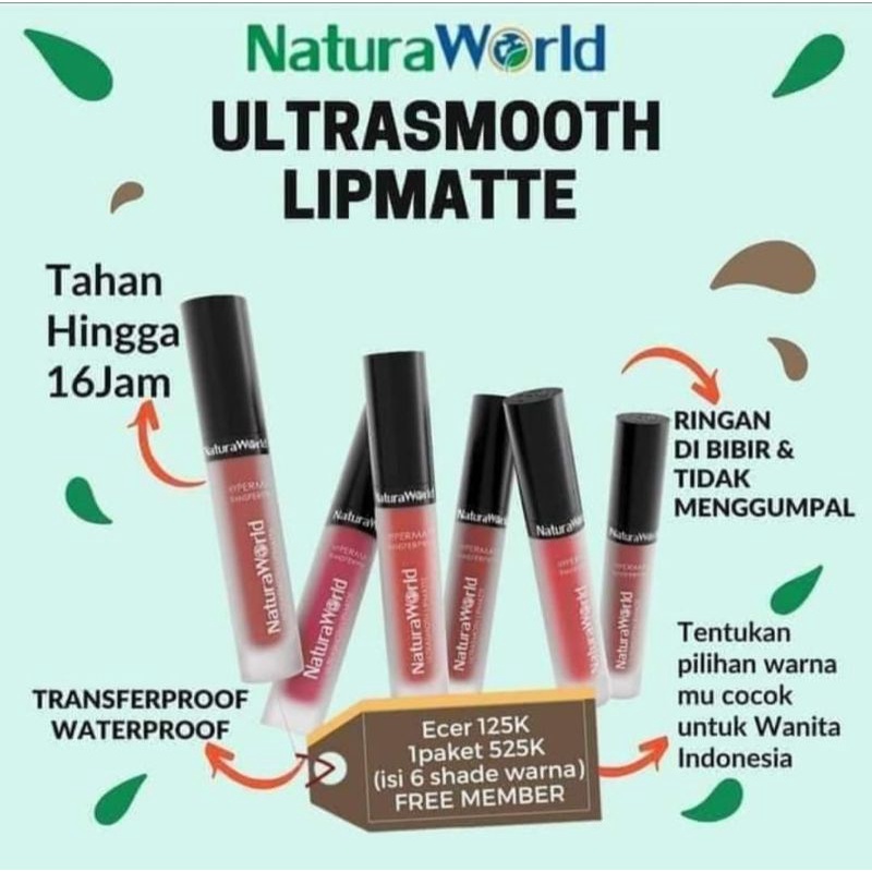 LIPMATTE NATURAWORLD 1 PAKET ISI 6 WARNA | LIPSTIK NATURA WORLD KEMASAN BARU ORIGINAL