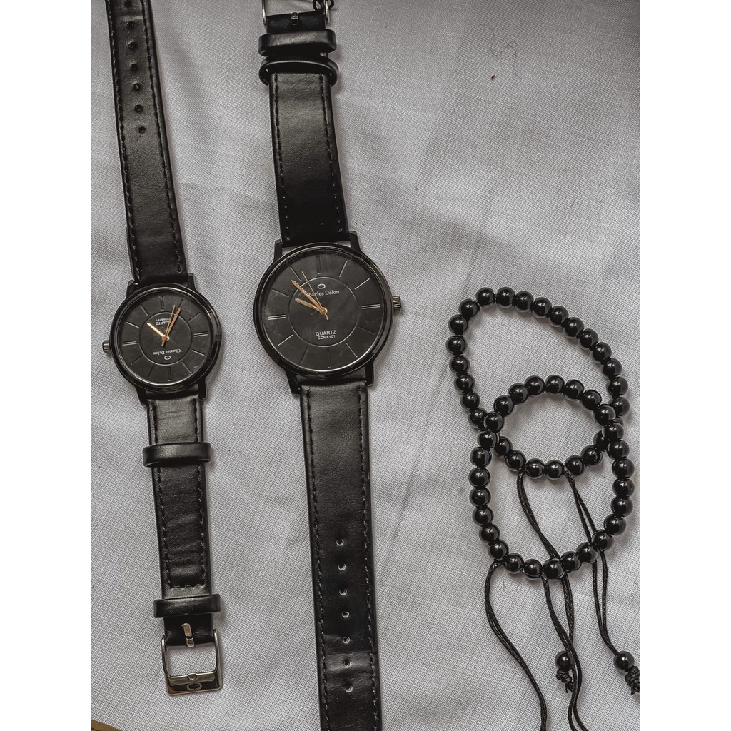 Jam tangan CHARLES DELON couple pria wanita gratis gelang dan kalung (dhon store)