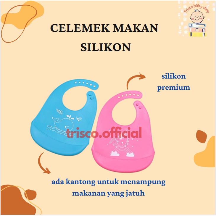 TRISCO CELEMEK MAKAN BAYI BIB SILIKON PREMIUM